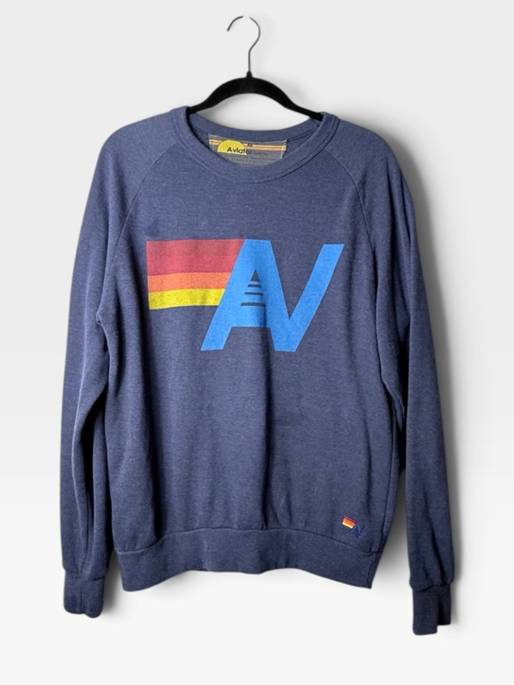 Aviator Nation Crewneck Logo Sweatshirt Women's Size Medium Navy Blue (F)
